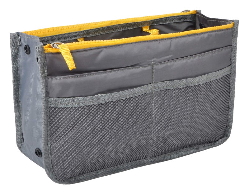 Vercord Purse Organizer Insert for Handbags Bag Organizers Inside Tote Pocketbook Women Nurse Nylon 13 Pockets Grey Medium - Image 1